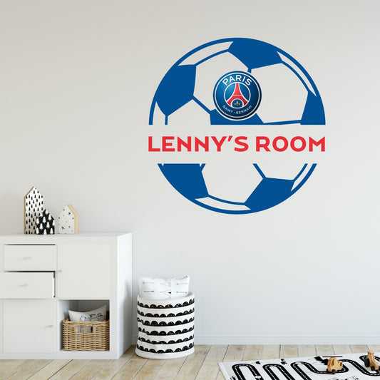 Paris Saint-Germain F.C. Ball and Personalised Name Wall Sticker