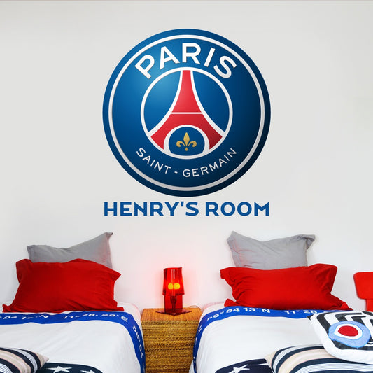Paris Saint-Germain F.C. Crest and Personalised Name Wall Sticker