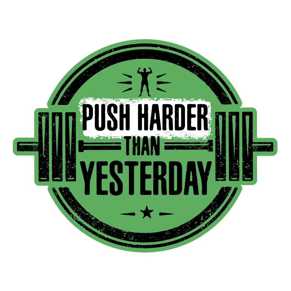 Gym Wall Sticker - Push Harder Than Yesterday Barbell Circle