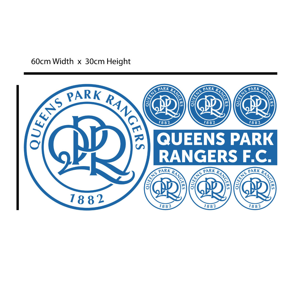 Queens Park Rangers F.C. - Crest & Club Name + Hoops Wall Sticker Set
