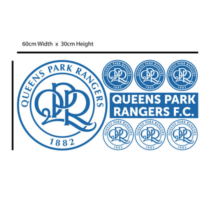 Queens Park Rangers F.C. - Ball Design & Personalised Name + Hoops Wall Sticker Set