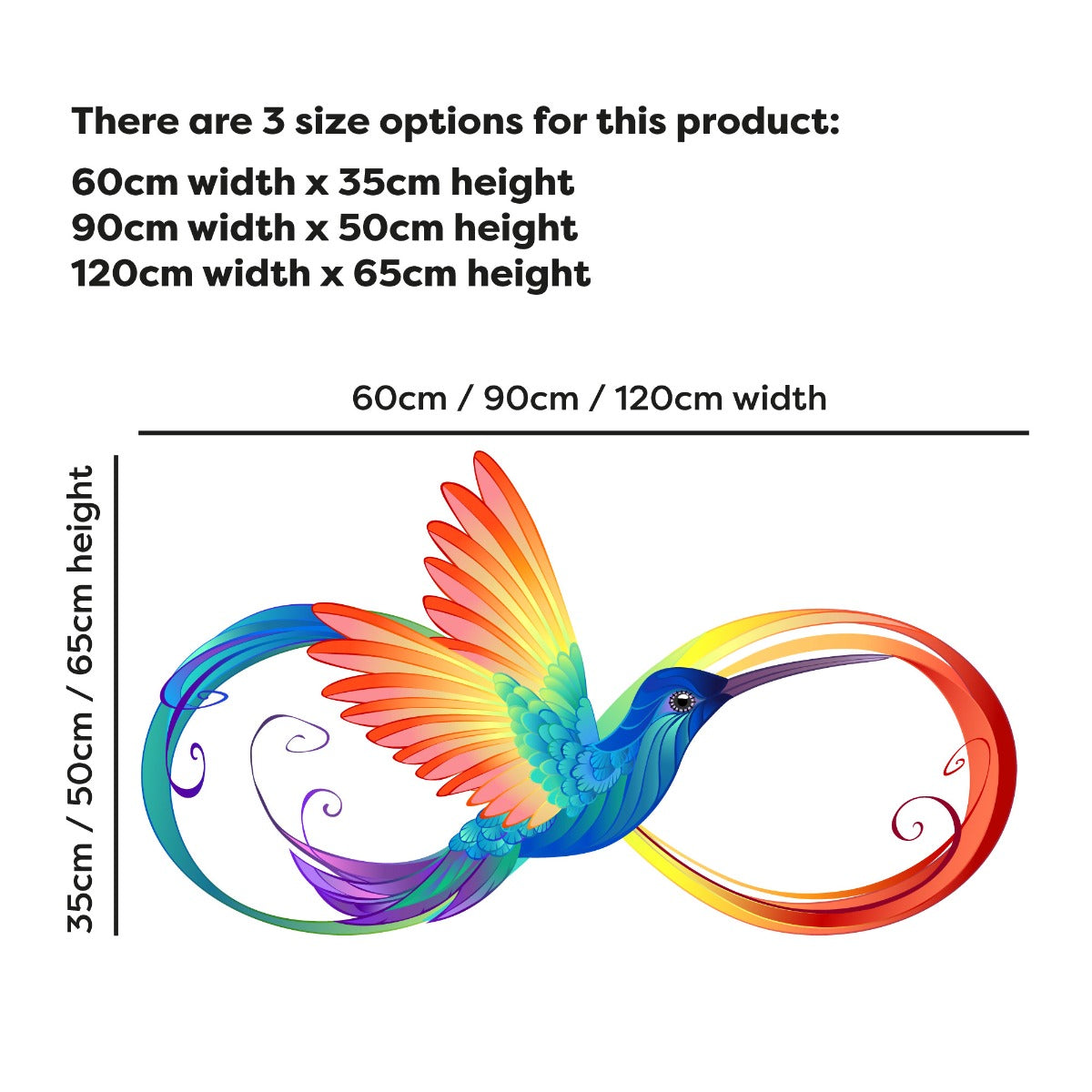 Rainbow Wall Sticker - Rainbow Bird Infinity Symbol