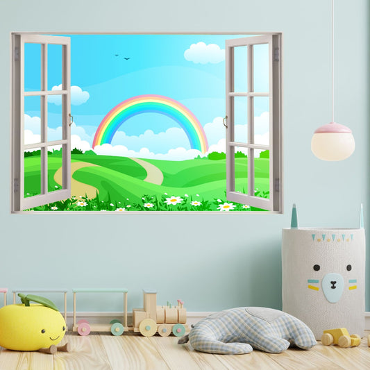 Rainbow Wall Sticker - Daisy Meadow Rainbow Window