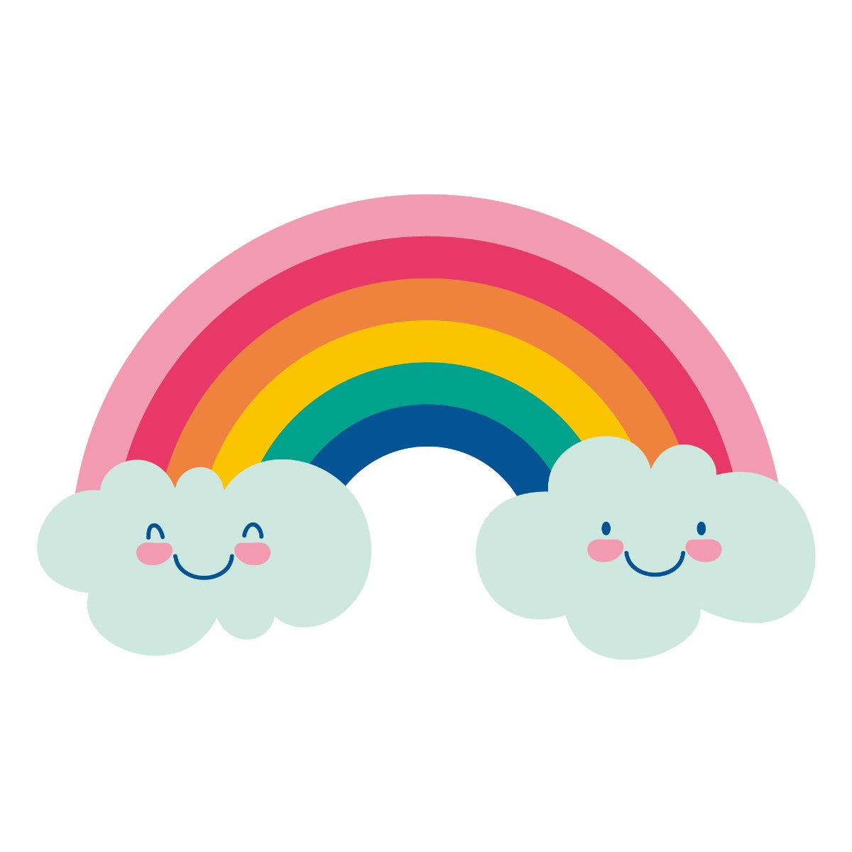 Rainbow Wall Sticker - Rainbow Smiley Face Clouds