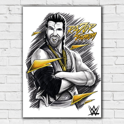 WWE Print - Razor Ramon Sketch Poster – www.themed.co.uk