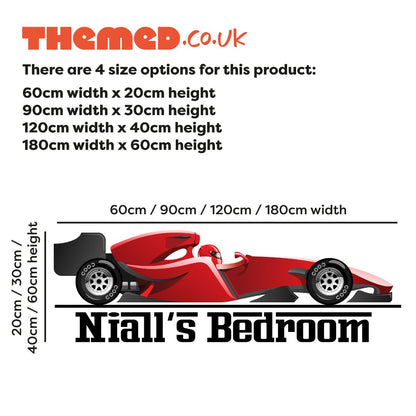 Racing Wall Sticker - Red Race Car Personalised Name Sports Car