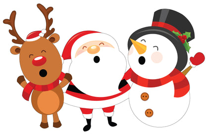 Reindeer Santa Snowman Group Wall Sticker
