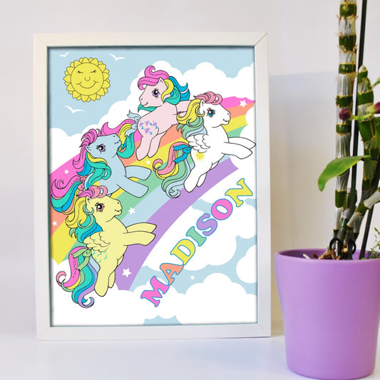 My Little Pony Print - Retro Rainbow Personalised Design