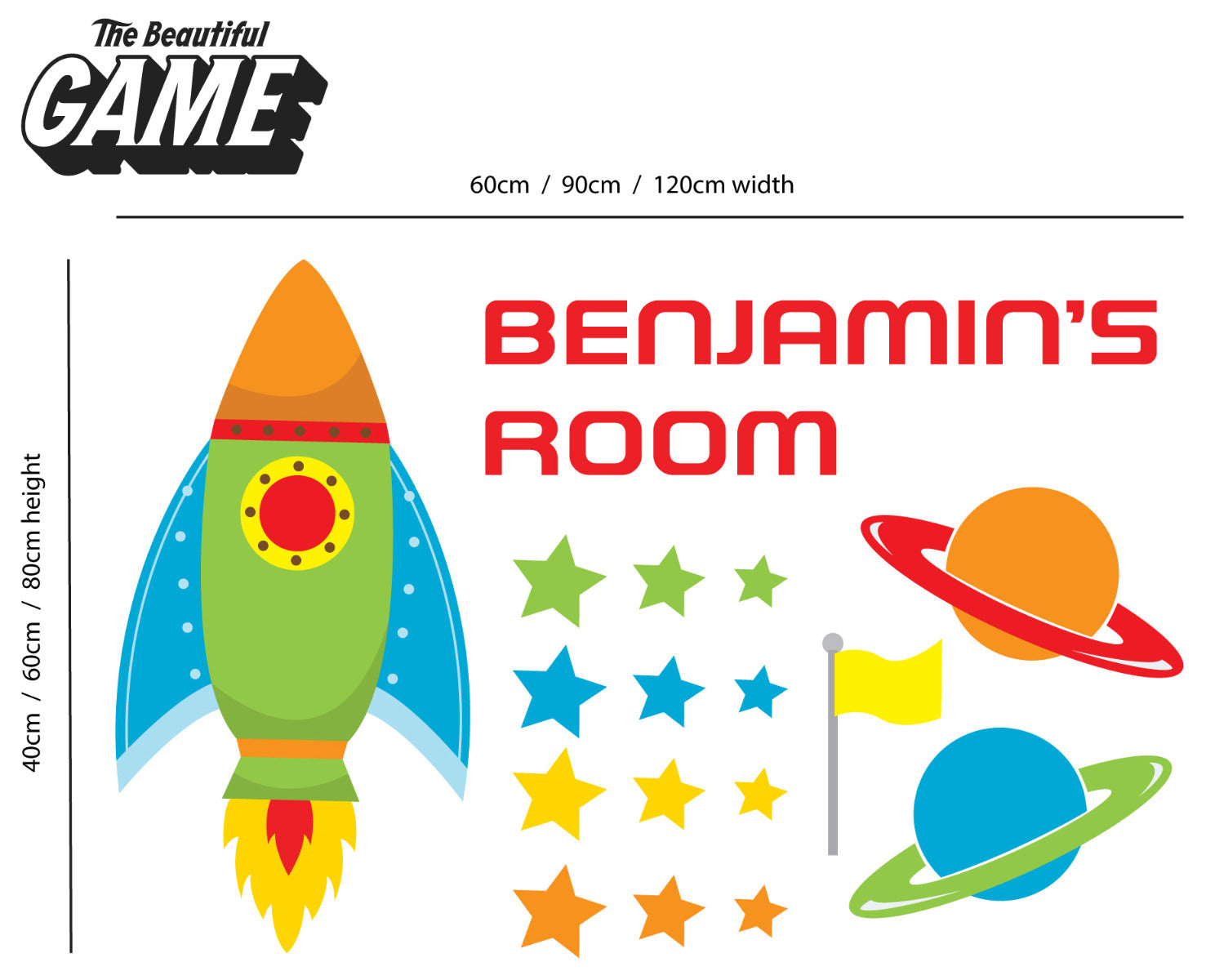 Rocket and Personalised Name Wall Sticker – www.themed.co.uk