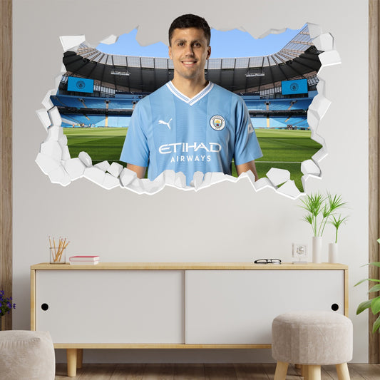 Manchester City Football Club - Rodri 23/24 Broken Wall Sticker + Bonus Decal Set