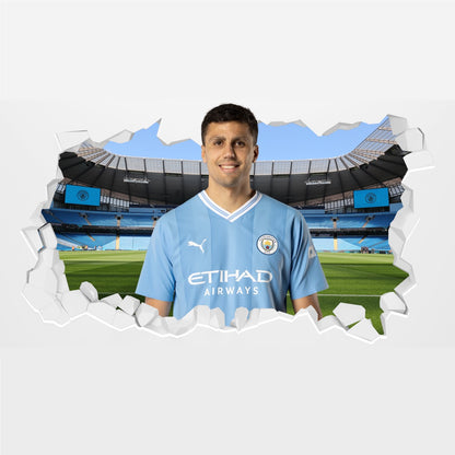 Manchester City Football Club - Rodri 23/24 Broken Wall Sticker + Bonus Decal Set