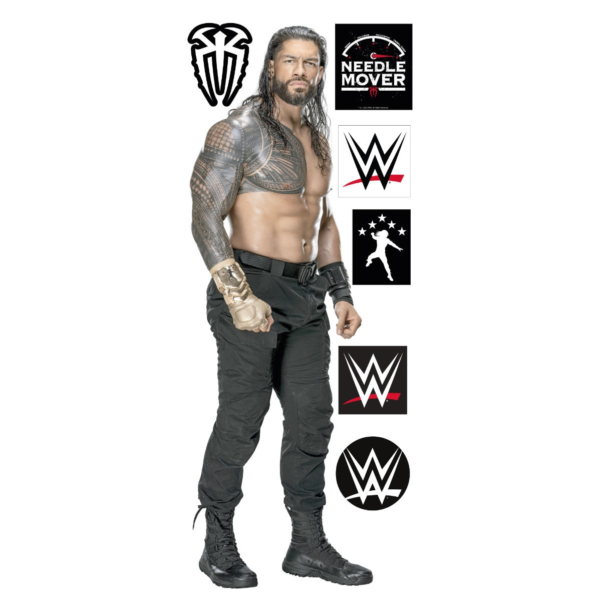 WWE - Roman Reigns Wrestler Decal + Bonus Wall Sticker Set