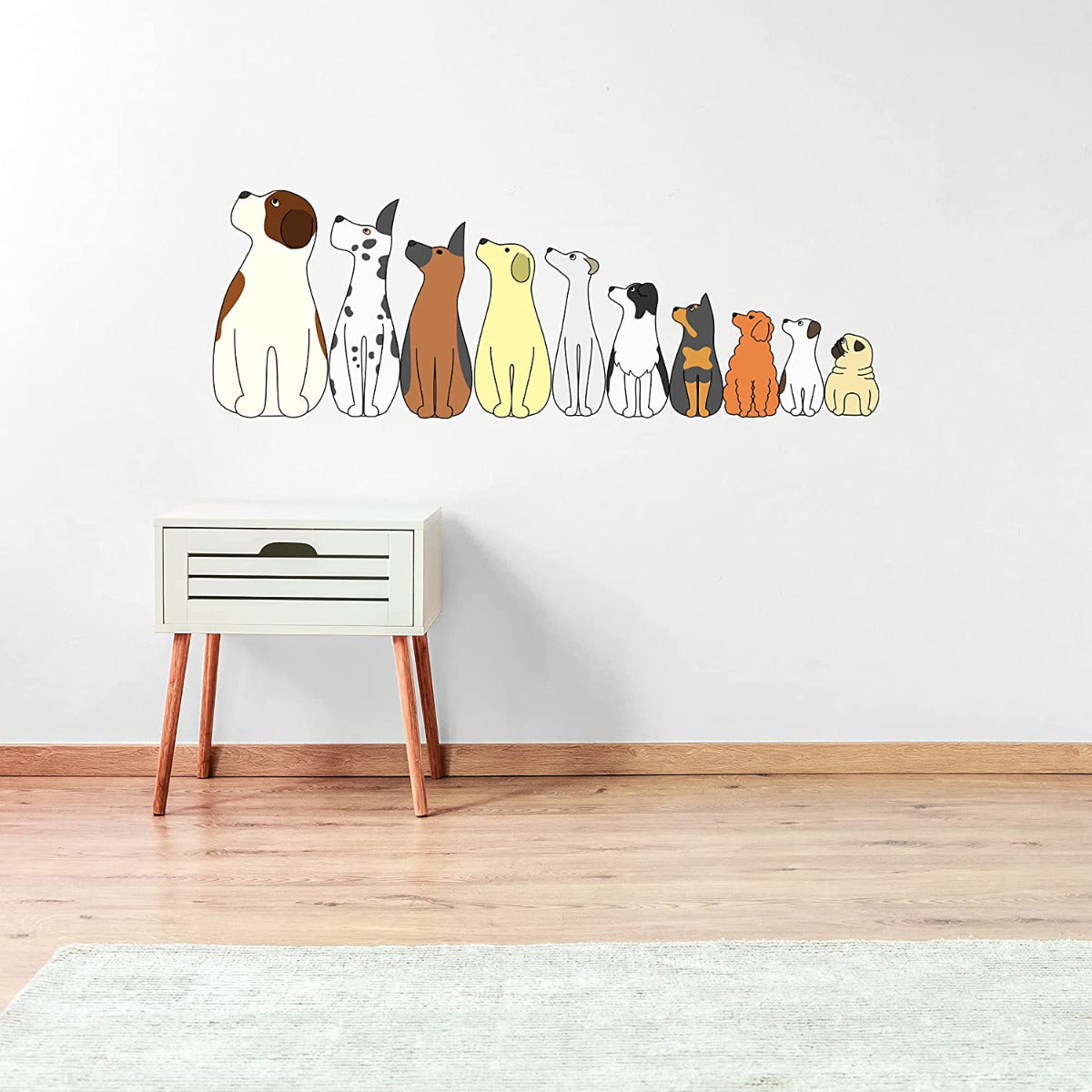 Row of Cartoon Dogs Looking Away Wall Sticker