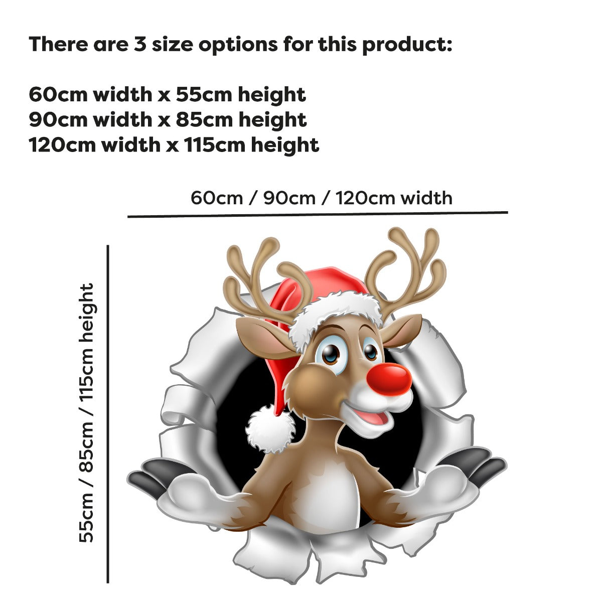 Rudolph Ripping Through Wall Decal