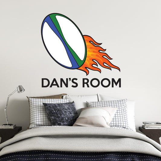 Rugby Ball Name Wall Sticker