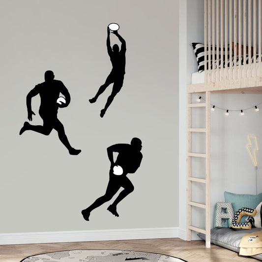 Rugby Wall Sticker - Rugby Player Silhouette Decals