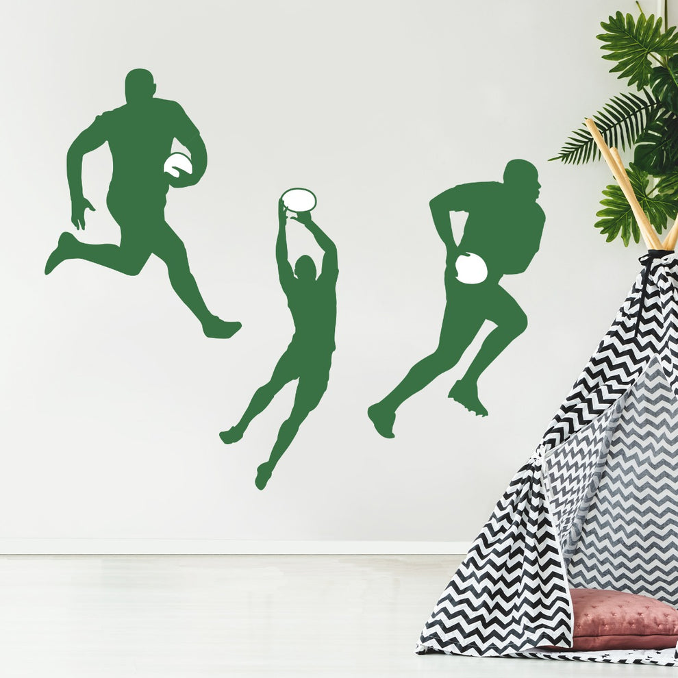 Rugby Wall Sticker - Rugby Player Silhouette Decals Sports Wall Art ...