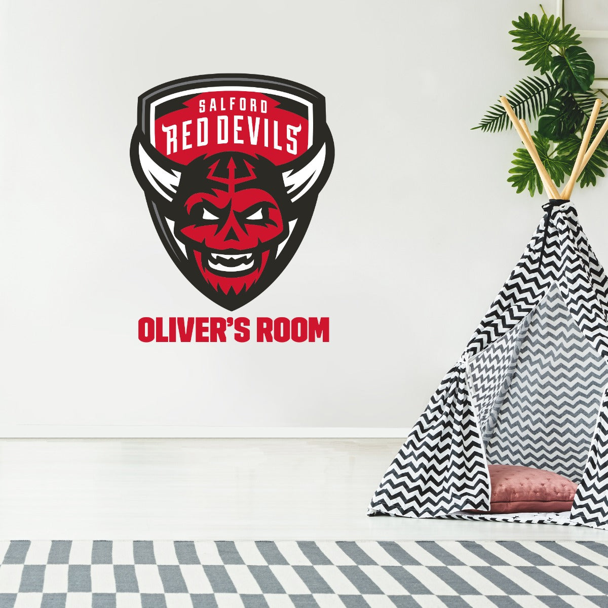 Salford Red Devils Rugby Club Personalised Name Crest Wall Sticker