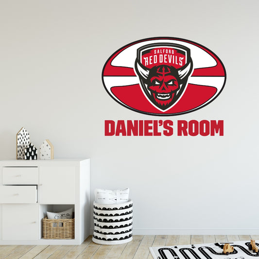 Salford Red Devils Rugby Club Personalised Name Ball Wall Sticker