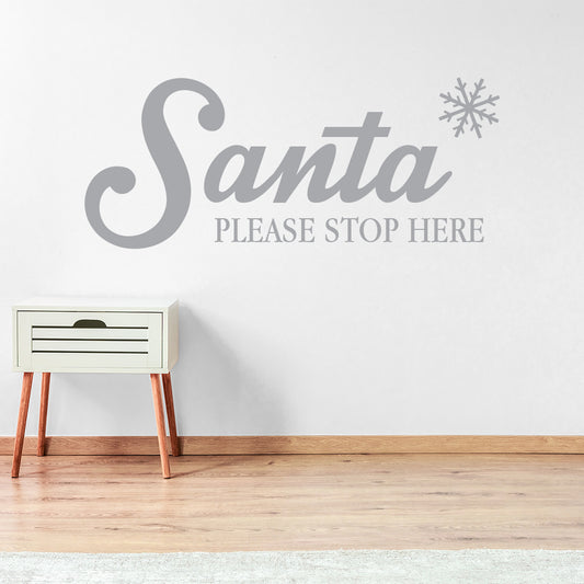 Santa Please Stop Here Snowflake Wall Sticker