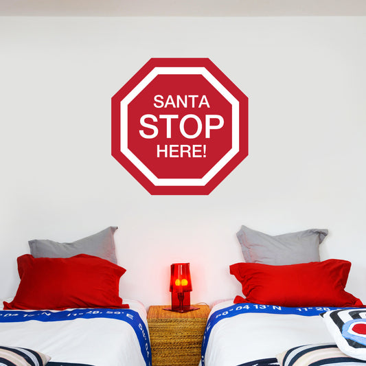 Santa Stop Here Sign Wall Sticker