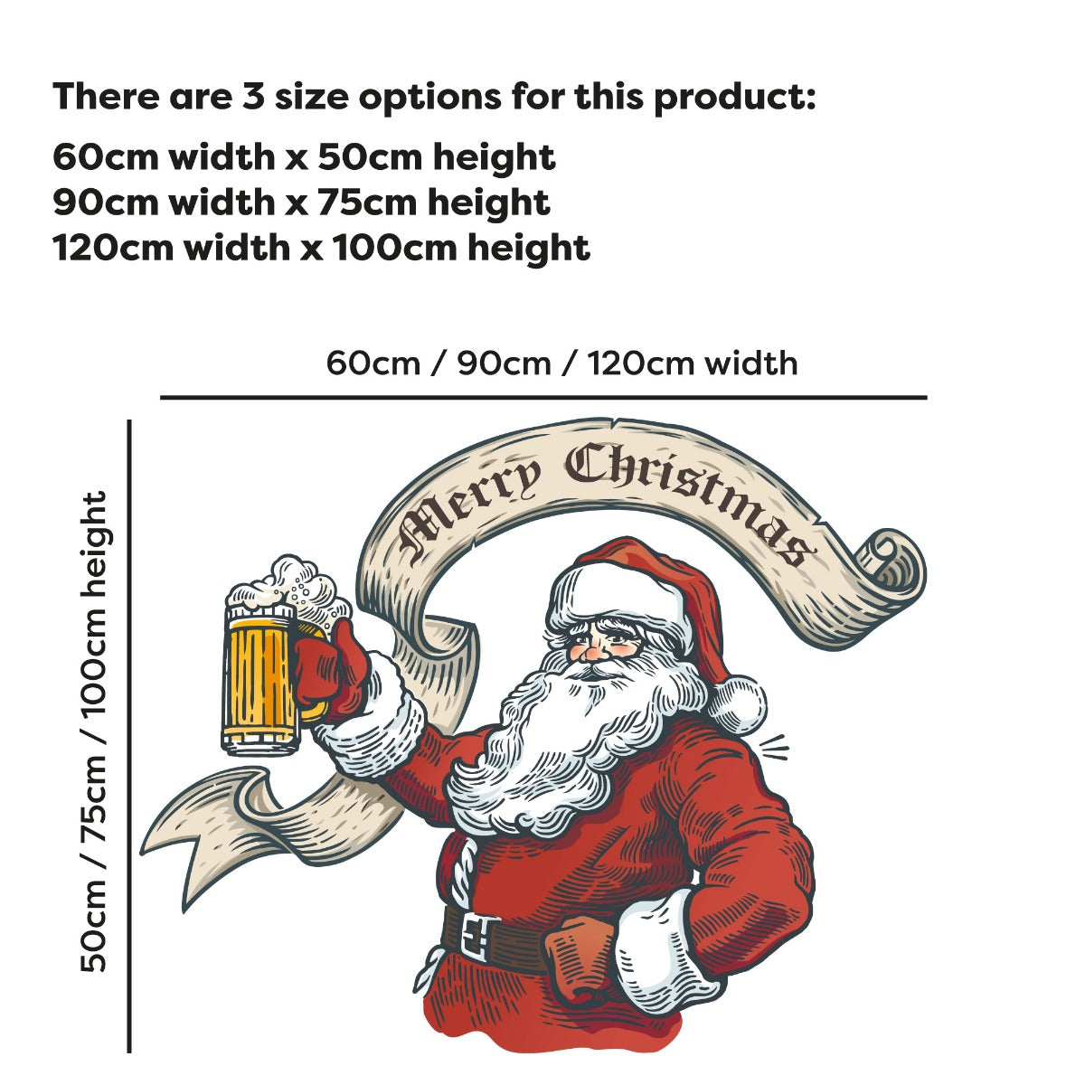 Santa With Beer Merry Christmas Wall Decal
