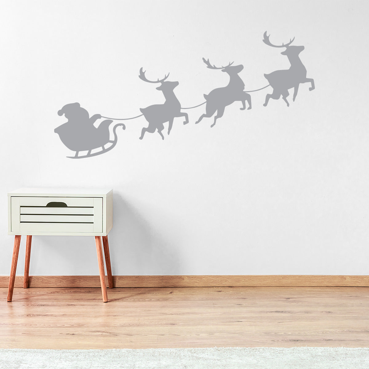 Santas Sleigh Reindeer Silhouette Wall Sticker