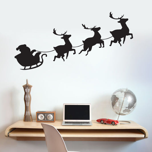 Santas Sleigh Reindeer Silhouette Wall Sticker