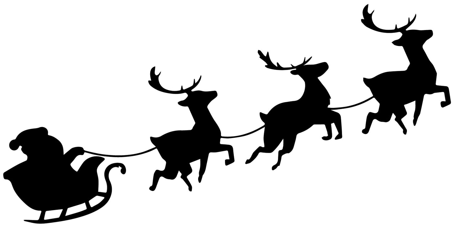 Santas Sleigh Reindeer Silhouette Wall Sticker