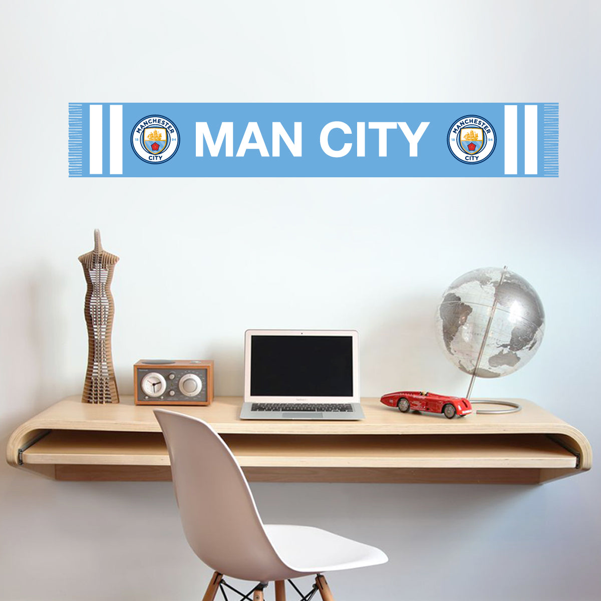 Manchester City Bar Scarf Wall Man City Crest Wall Sticker