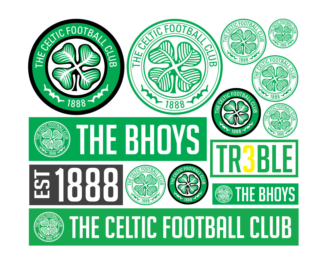 Celtic Football Club - Personalised Football Shirt Wall Sticker + Celtic Decal Set