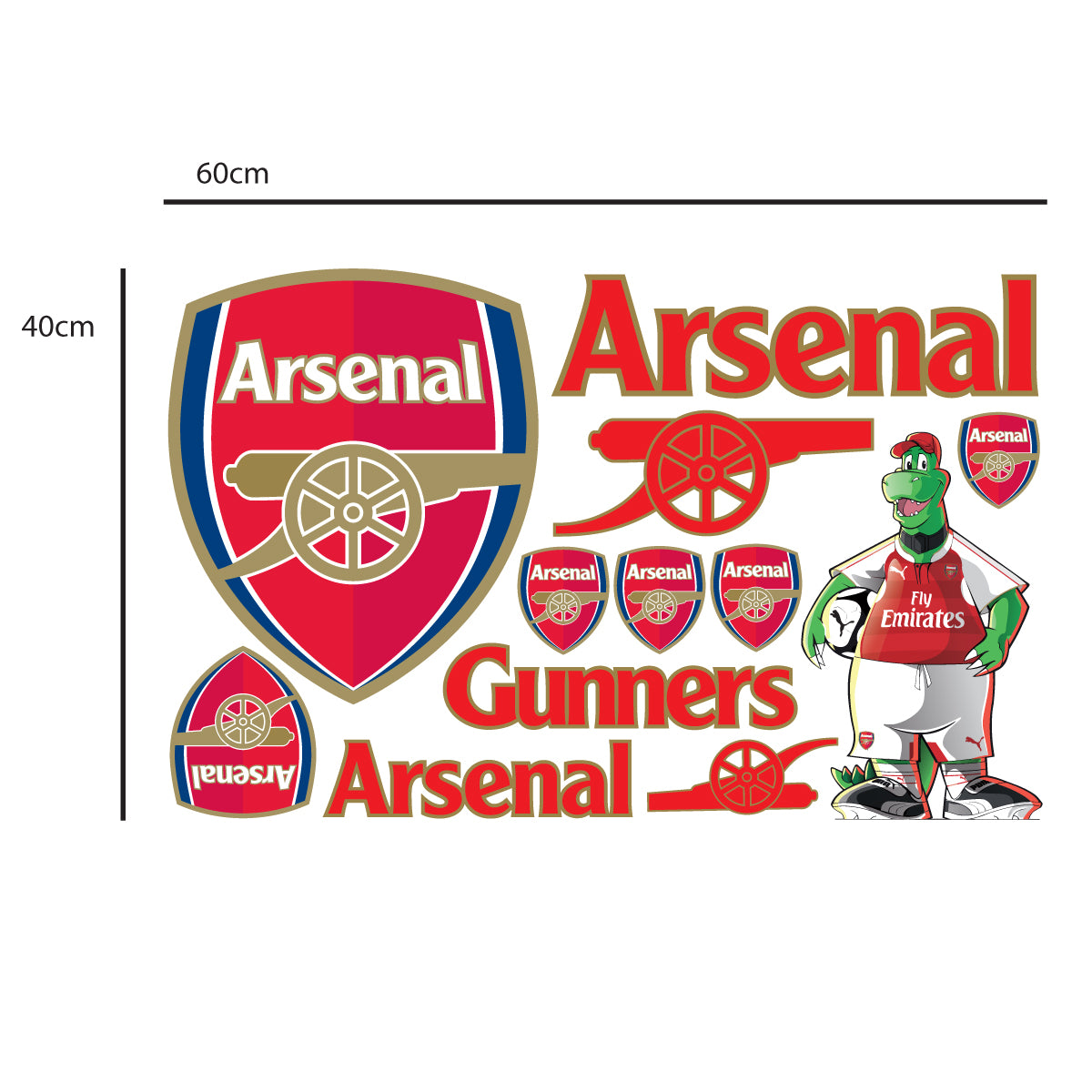 Arsenal Football Club - Smashed Emirates Stadium Inside Match Day View + Gunners Wall Sticker Set