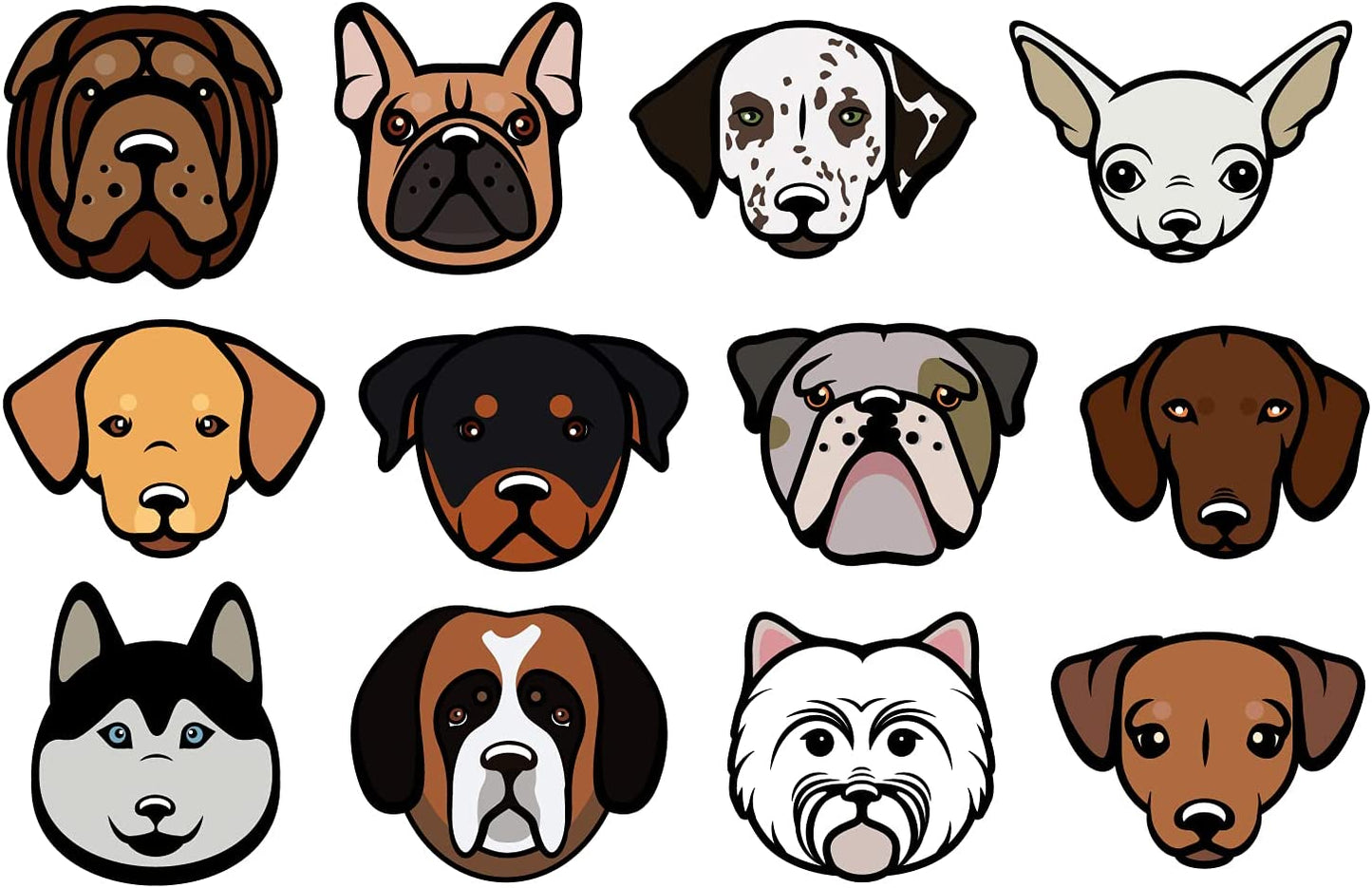 Set of 12 Dogs Heads Wall Sticker