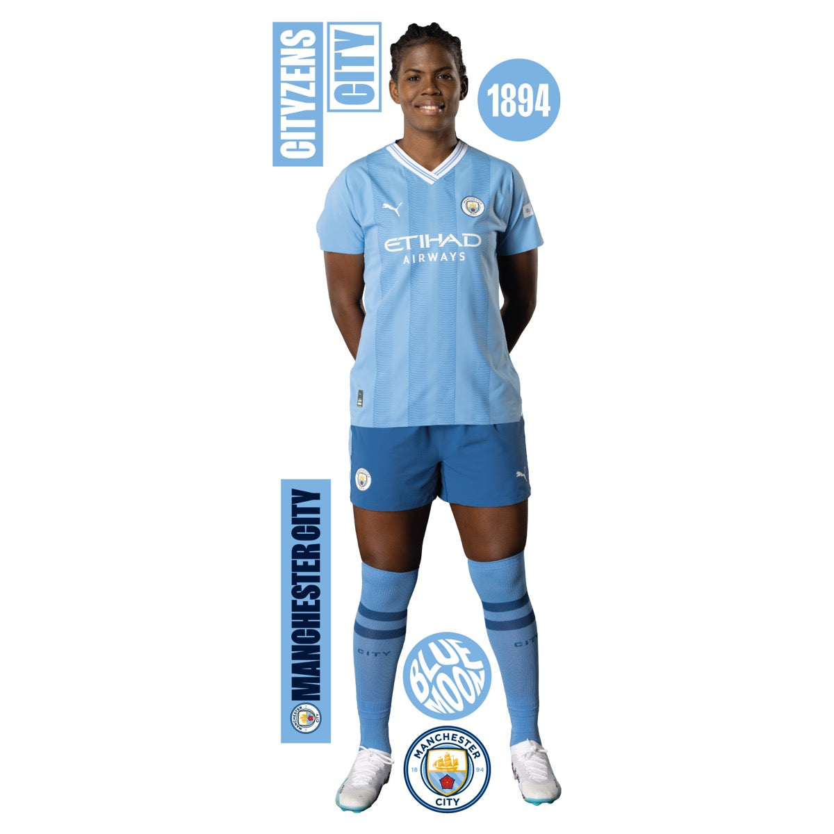 Manchester City Football Club - Bunny Shaw 23-24 Player Wall Sticker + Bonus Decal Set