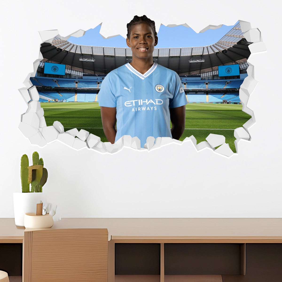 Manchester City Football Club - Bunny Shaw 23/24 Broken Wall Sticker + Bonus Decal Set