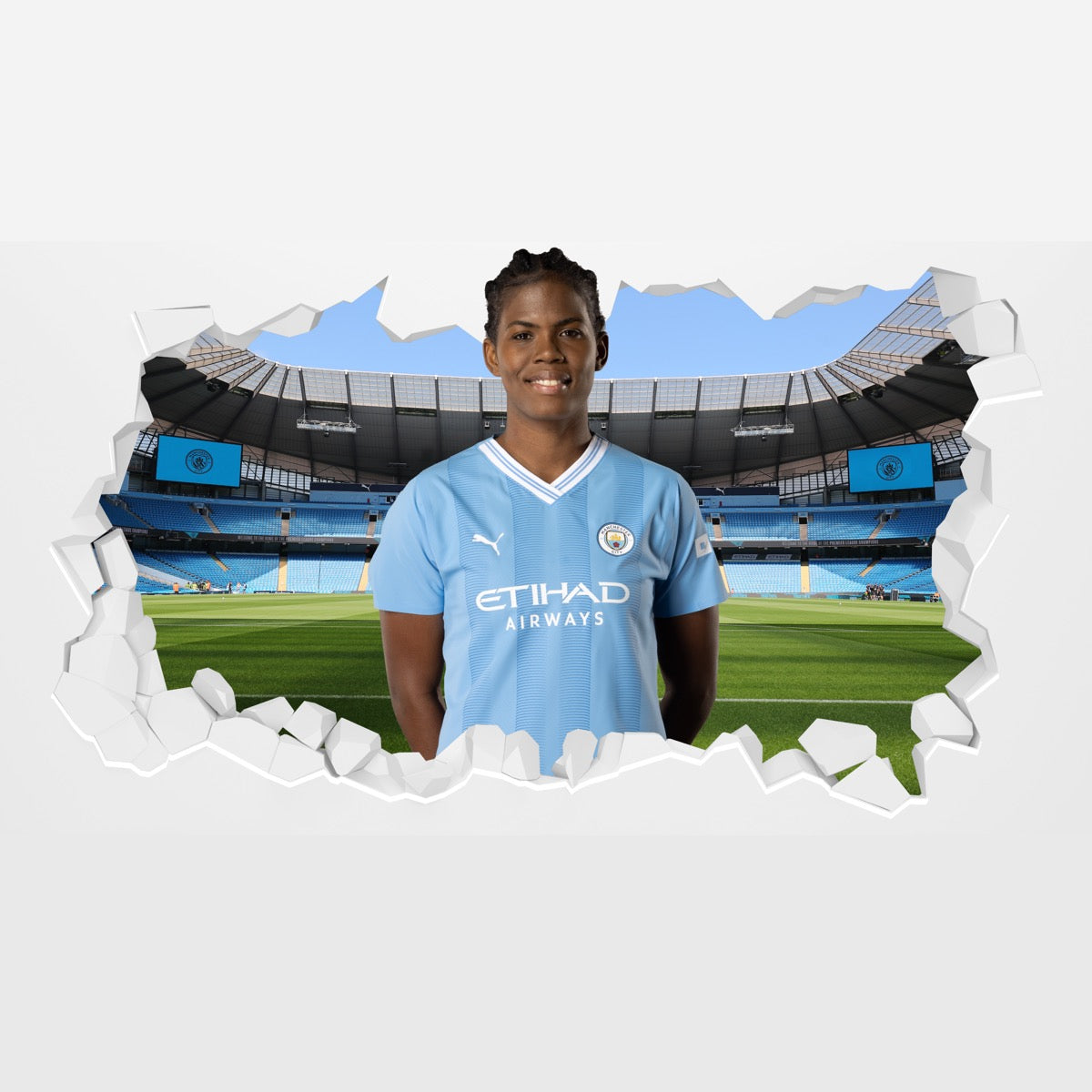 Manchester City Football Club - Bunny Shaw 23/24 Broken Wall Sticker + Bonus Decal Set