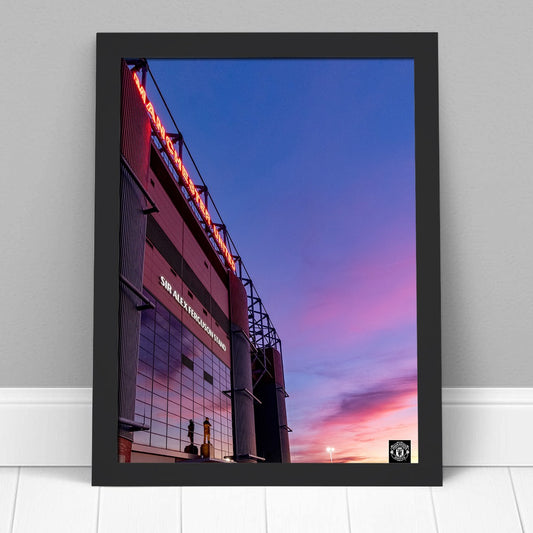 Manchester United Old Trafford Sir Alex Ferguson Stand Sunset Print