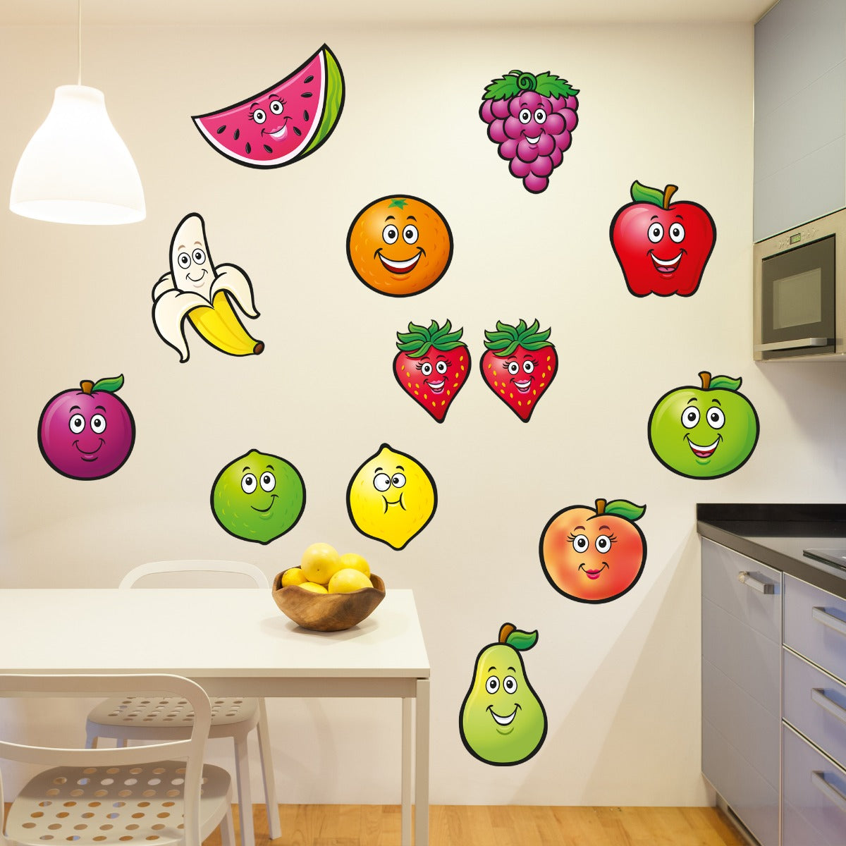 Kitchen Wall Sticker - Smiley Face Fruit Set