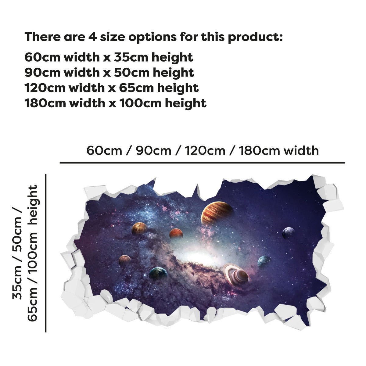 Space Wall Sticker - Solar System Galaxy Broken Wall