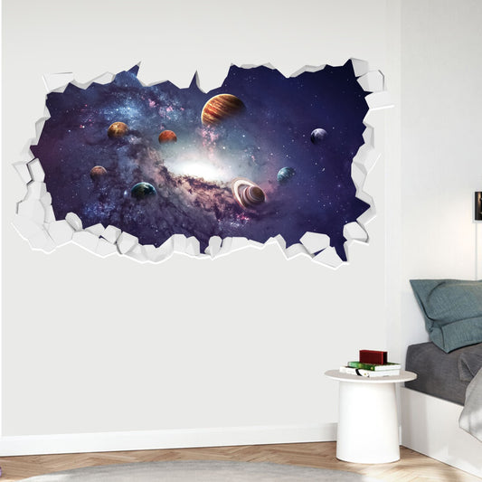 Space Wall Sticker - Solar System Galaxy Broken Wall