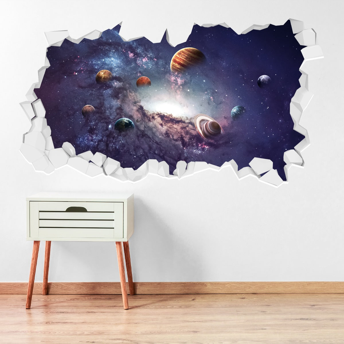 Space Wall Sticker - Solar System Galaxy Broken Wall