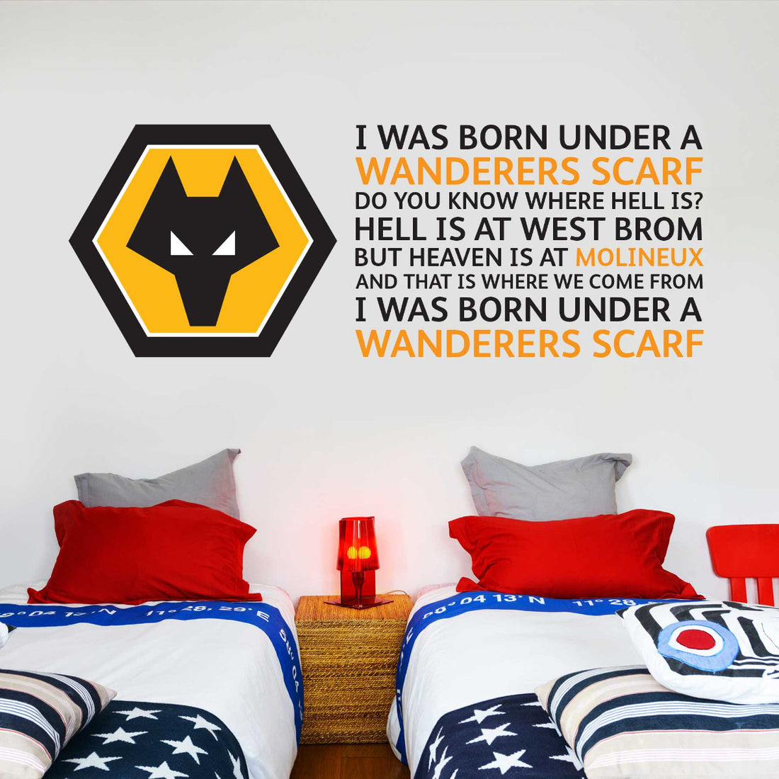Wolverhampton Wanderers F.C. Crest & Wanderers Scarf Song Wall Sticker ...