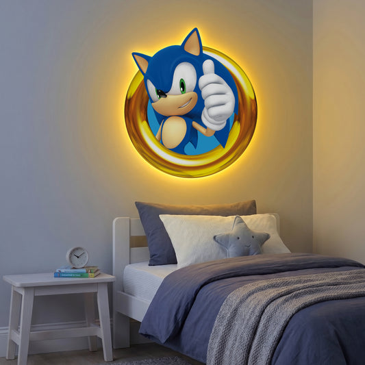 Sonic The Hedgehog Gold Ring LED Backlit Wallpop