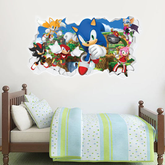 Sonic The Hedgehog All Characters Smashed Wall Sticker