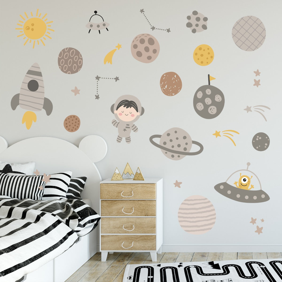 Space Wall Sticker - Space Icons Neutral Tones