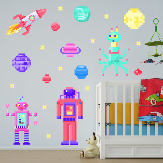 Space Wall Sticker - Pixel Space Icons