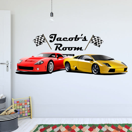 Sports Cars Personalised Name Wall Sticker