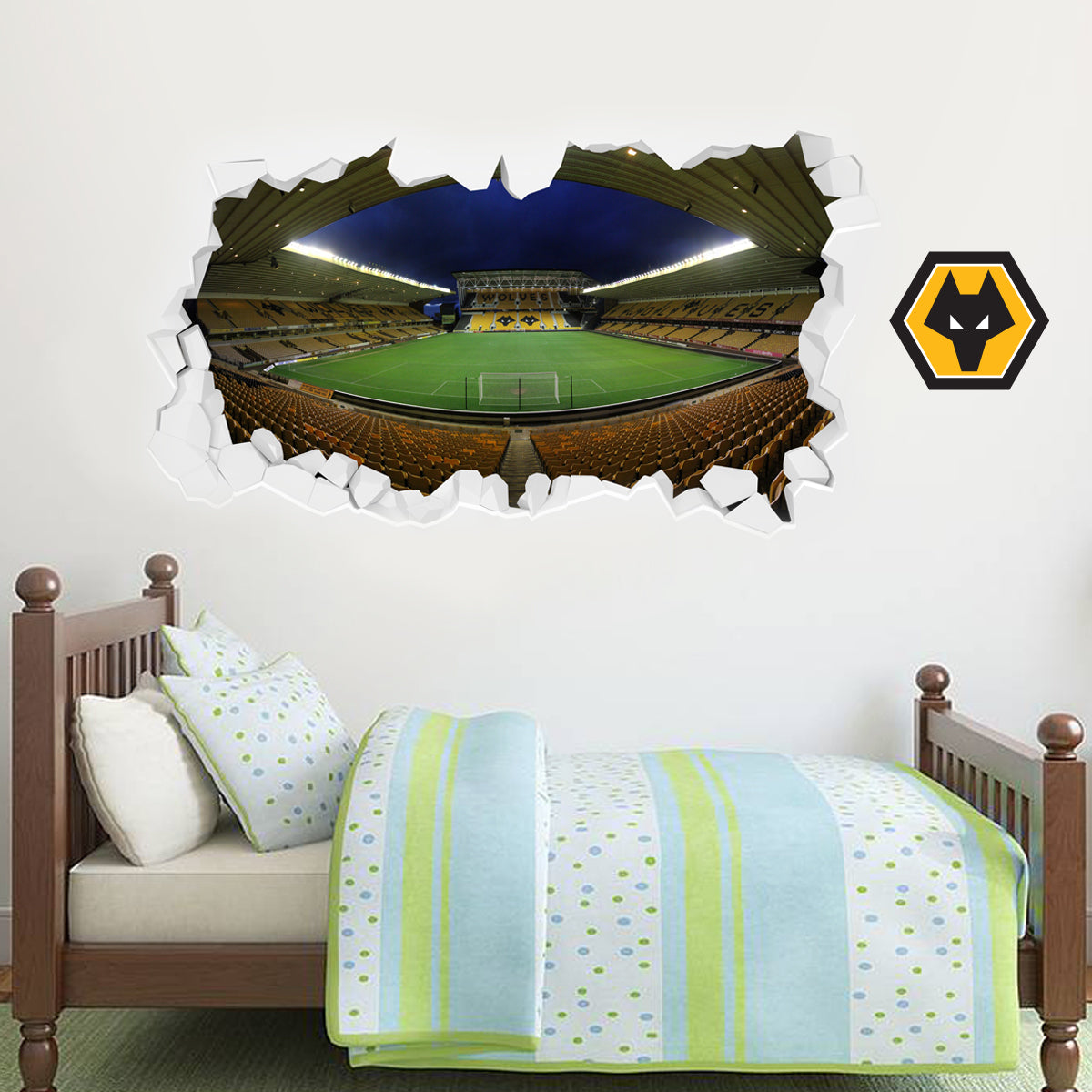 Wolverhampton Wanderers F.C. - Smashed Molineux Stadium Wall Art + Wolves Wall Sticker Set
