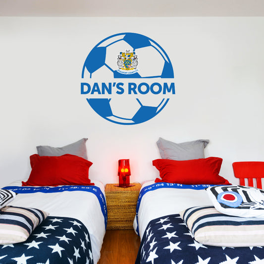 Official Stockport County Ball Design Personalised Crest Wall Sticker