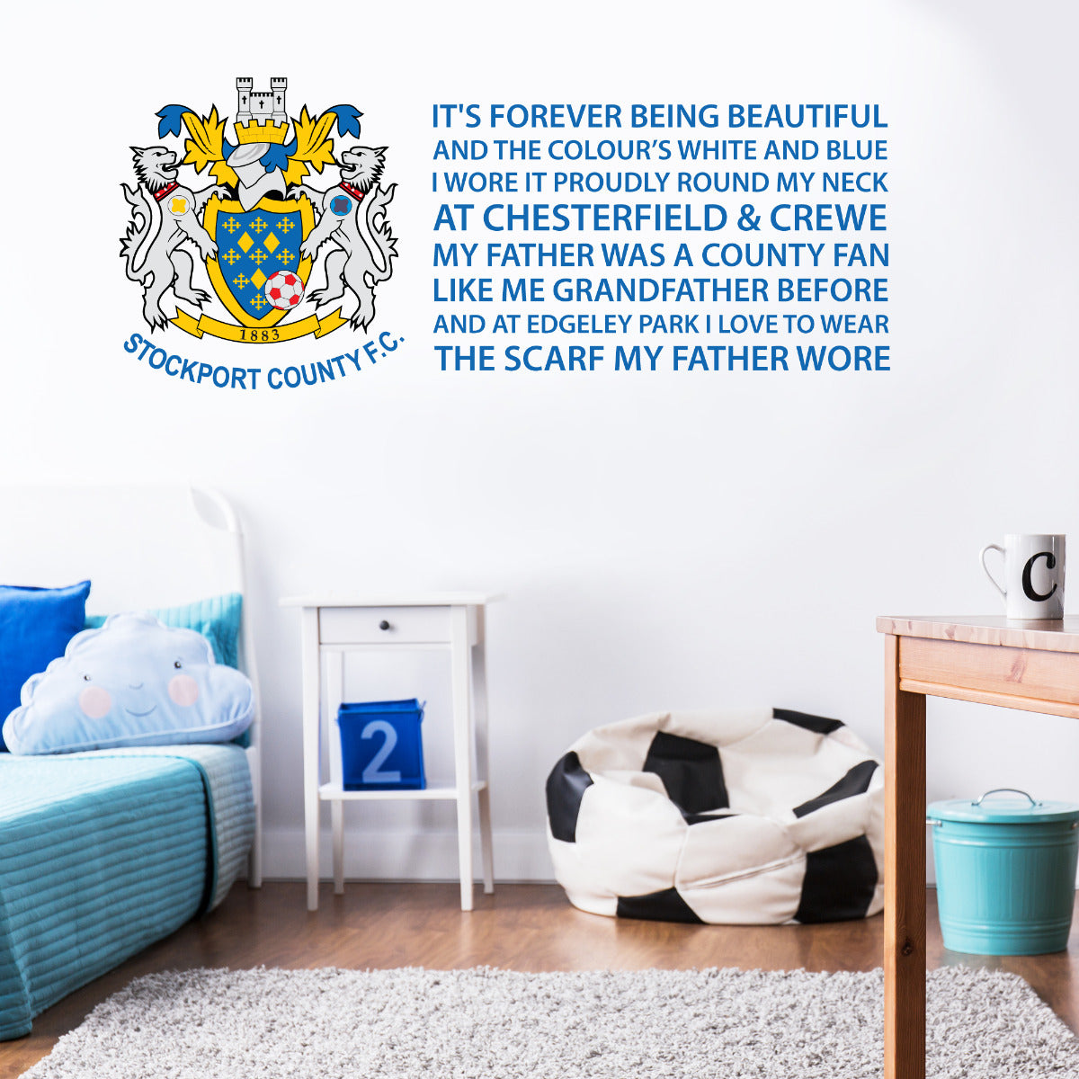 Official Stockport County Crest Scarf My Father Wore Song Wall Sticker